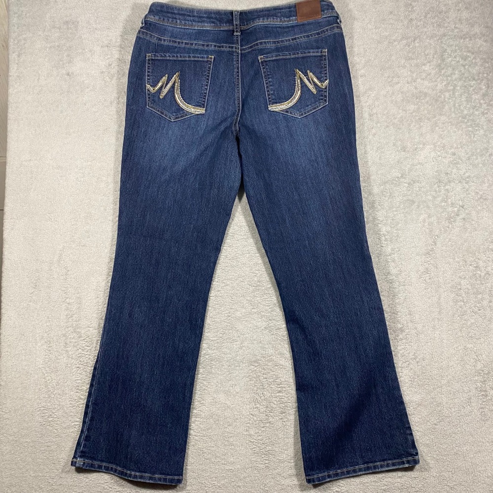 Maurices Bootcut Jeans Women 12 Dark Wash Embroidered Pockets Mid Rise Denim‎ - Picture 11 of 16